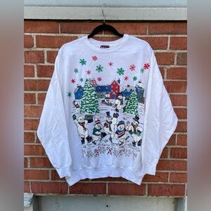 Vintage 80s/90s Linda Lori New York Ugly Sweater Christmas Puff Print Crewneck